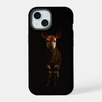 Schwarzes 4 Luxe iPhone 15 Case, Wald Okapi