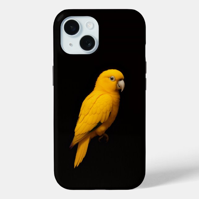 Schwarzes 4 Luxe iPhone 15 Mate, Goldsittich Case-Mate iPhone Hülle (Rückseite)