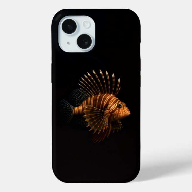 Schwarzes 4 Luxe iPhone 15 Mate, Roter Löwenfisch Case-Mate iPhone Hülle (Rückseite)