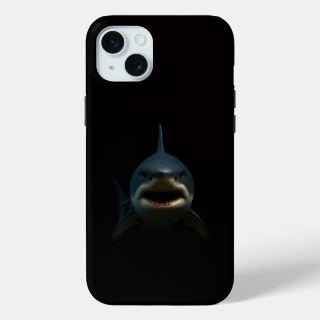 Schwarzes 4 Luxe iPhone 15 Plus, Weißer Hai Case-Mate iPhone Hülle (Rückseite)