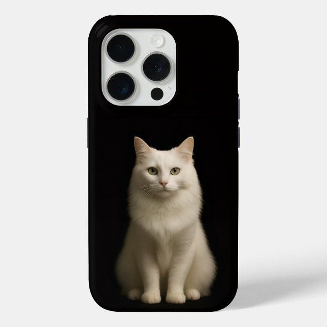 Schwarzes 4 Luxe iPhone 15 Pro Mate Angora-Katze Case-Mate iPhone Hülle (Rückseite)