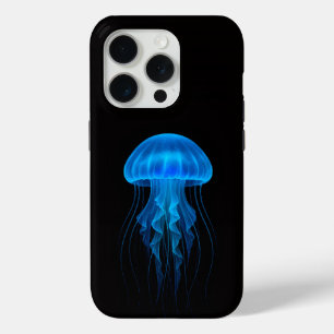Schwarzes 4 Luxe iPhone 15 Pro Mate Blaue Qualle Case-Mate iPhone Hülle