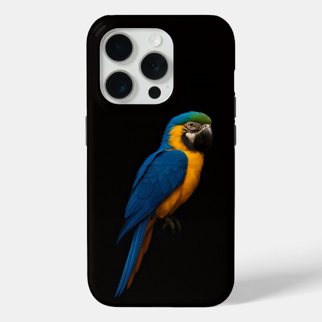 Schwarzes 4 Luxe iPhone 15 Pro Mate Blaugelbe Ara Case-Mate iPhone Hülle (Rückseite)