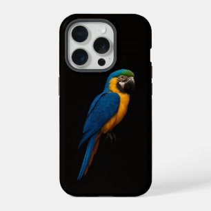 Schwarzes 4 Luxe iPhone 15 Pro Mate Blaugelbe Ara Hülle