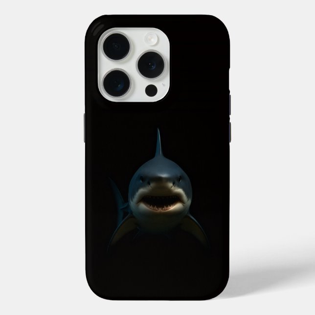 Schwarzes 4 Luxe iPhone 15 Pro Mate, Weißer Hai Case-Mate iPhone Hülle (Rückseite)
