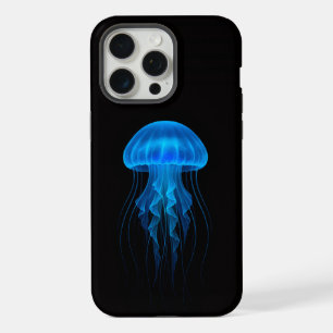 Schwarzes 4 Luxe iPhone 15 Pro Max, Blaue Qualle Max Hülle