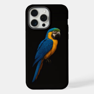 Schwarzes 4 Luxe iPhone 15 Pro Max, Blaugelber Ara Max Hülle