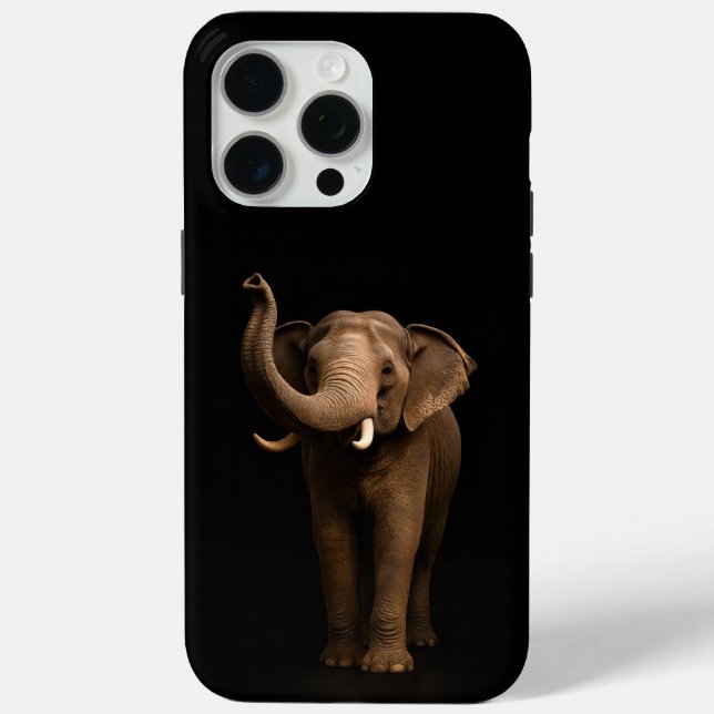 Schwarzes 4 Luxe iPhone 15 Pro Max, Mächtiger Elef Case-Mate iPhone Hülle (Rückseite)