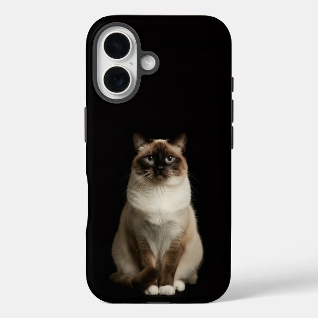 Schwarzes 4 Luxe iPhone 16 Mate, Birma-Katze Case-Mate iPhone Hülle (Rückseite)