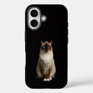 Schwarzes 4 Luxe iPhone 16 Mate, Birma-Katze Hülle