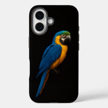 Schwarzes 4 Luxe iPhone 16 Mate, Blau Gelbe Ara