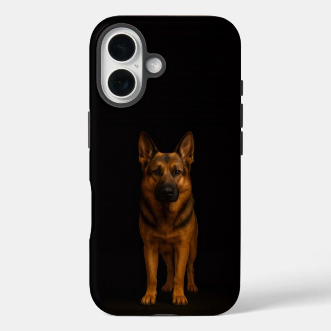 Schwarzes 4 Luxe iPhone 16 Mate, Deutscher Schäfer Case-Mate iPhone Hülle (Rückseite)