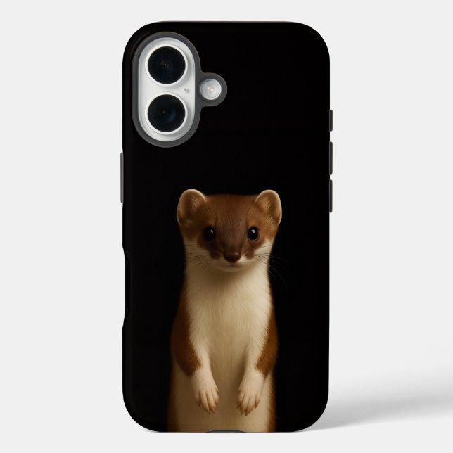 Schwarzes 4 Luxe iPhone 16 Mate, Elegantes Wiesel Case-Mate iPhone Hülle (Rückseite)