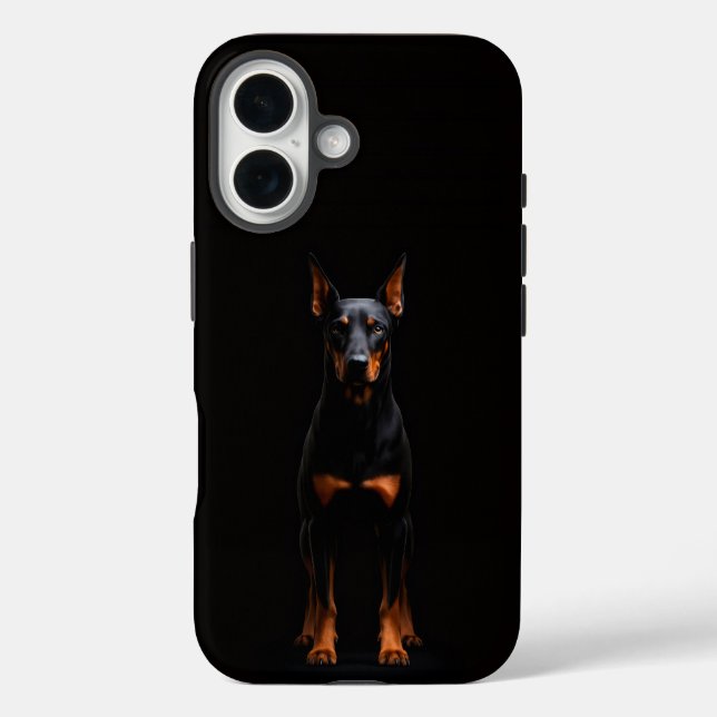 Schwarzes 4 Luxe iPhone 16 Mate, Guardian Doberman Case-Mate iPhone Hülle (Rückseite)