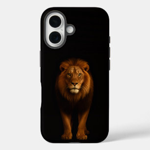 Schwarzes 4 Luxe iPhone 16 Mate, Majestätischer Lö Hülle