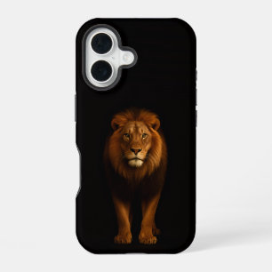 Schwarzes 4 Luxe iPhone 16 Mate, Majestätischer Lö Hülle