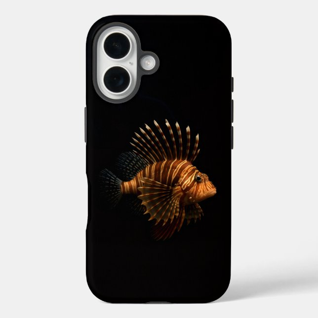 Schwarzes 4 Luxe iPhone 16 Mate, Roter Löwenfisch Case-Mate iPhone Hülle (Rückseite)