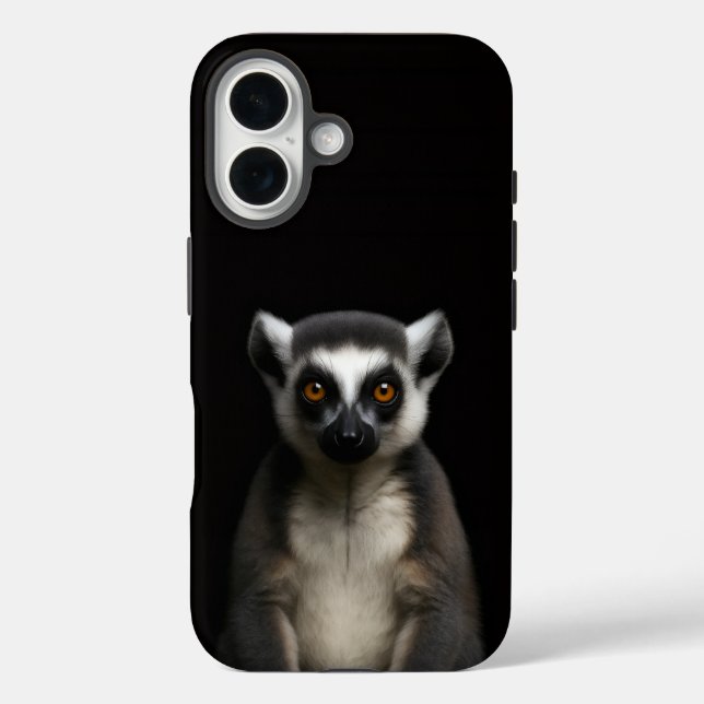 Schwarzes 4 Luxe iPhone 16 Mate, Sanfter Lemur Case-Mate iPhone Hülle (Rückseite)