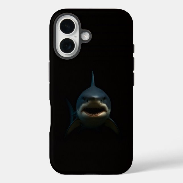 Schwarzes 4 Luxe iPhone 16 Mate, Weißer Hai Case-Mate iPhone Hülle (Rückseite)