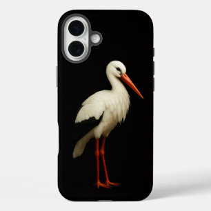 Schwarzes 4 Luxe iPhone 16 Plus, Anmutiger Storch Plus Hülle
