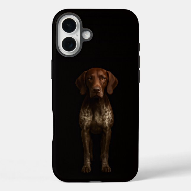 Schwarzes 4 Luxe iPhone 16 Plus, Deutscher Pointer Case-Mate iPhone Hülle (Rückseite)