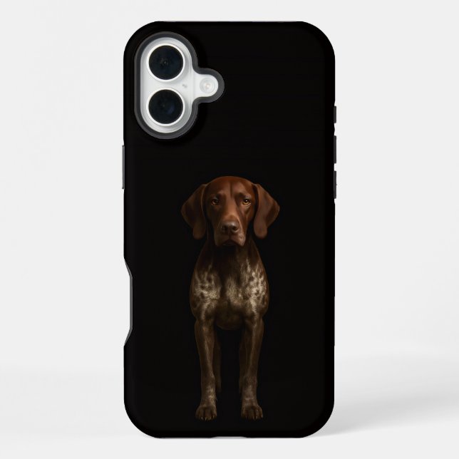 Schwarzes 4 Luxe iPhone 16 Plus, Deutscher Pointer Hülle (Rückseite)