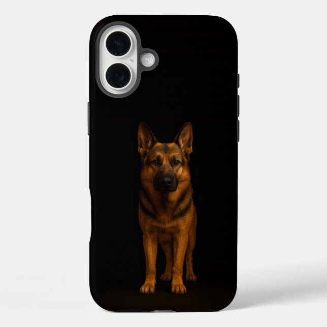 Schwarzes 4 Luxe iPhone 16 Plus, Deutscher Schäfer Case-Mate iPhone Hülle (Rückseite)