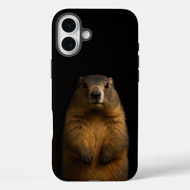 Schwarzes 4 Luxe iPhone 16 Plus, Fluffy Marmot Case-Mate iPhone Hülle (Rückseite)