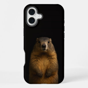 Schwarzes 4 Luxe iPhone 16 Plus, Fluffy Marmot Plus Hülle