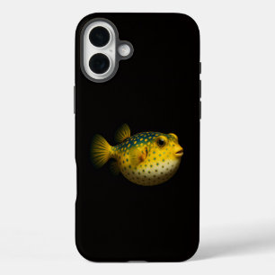 Schwarzes 4 Luxe iPhone 16 Plus, Gelber Kugelfisch Plus Hülle