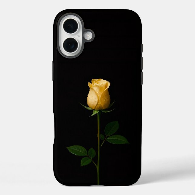 Schwarzes 4 Luxe iPhone 16 Plus, sonnengelbe Rose Case-Mate iPhone Hülle (Rückseite)