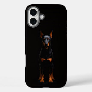 Schwarzes 4 Luxe iPhone 16 Plus, Wachdobermann-Hun Plus Hülle