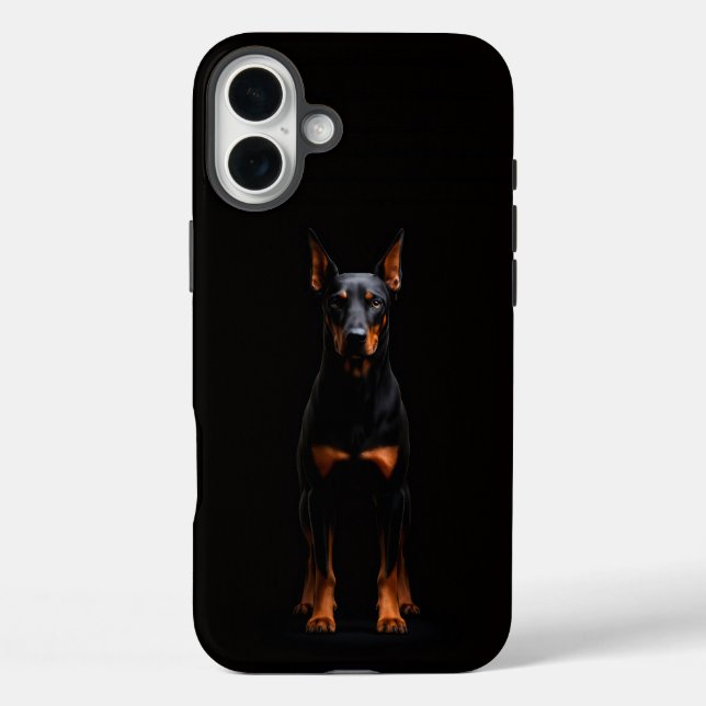 Schwarzes 4 Luxe iPhone 16 Plus, Wachdobermann-Hun Case-Mate iPhone Hülle (Rückseite)