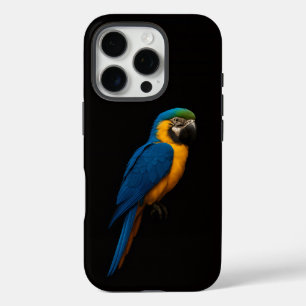 Schwarzes 4 Luxe iPhone 16 Pro, Blau-Gelber Ara Pro Hülle