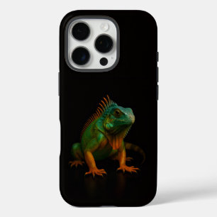 Schwarzes 4 Luxe iPhone 16 Pro, Grüner Leguan Pro Hülle