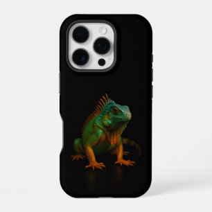 Schwarzes 4 Luxe iPhone 16 Pro, Grüner Leguan Pro Hülle