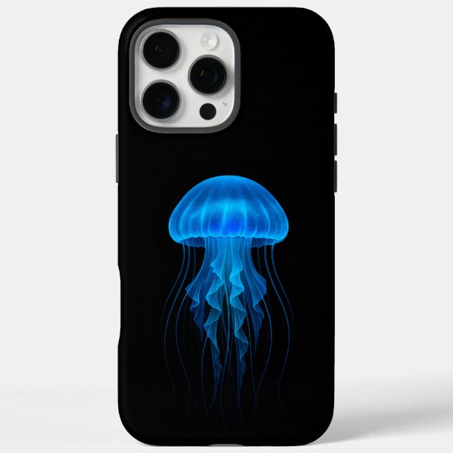 Schwarzes 4 Luxe iPhone 16 Pro Max, Blaue Qualle Case-Mate iPhone Hülle (Rückseite)