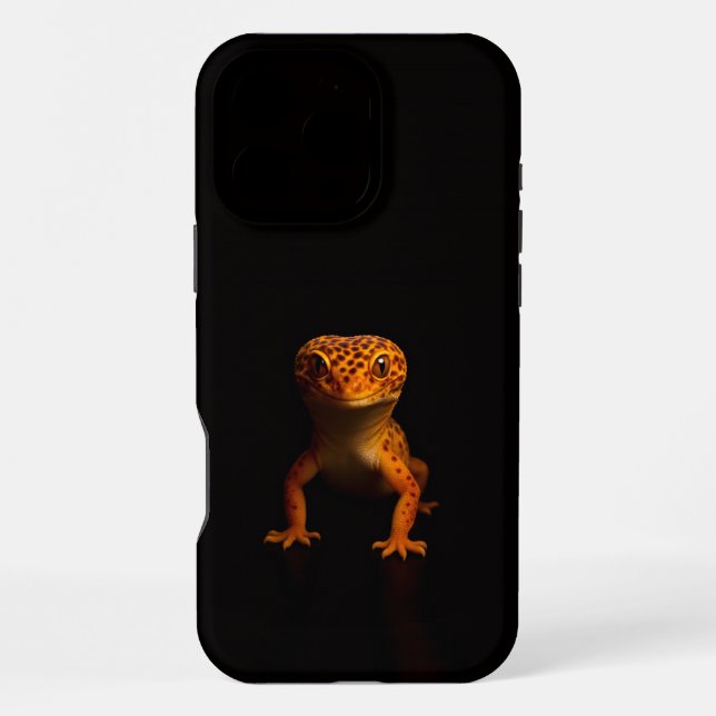 Schwarzes 4 Luxe iPhone 16 Pro Max, Leopardgecko Hülle (Rückseite)