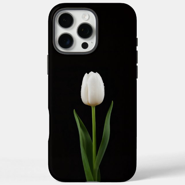 Schwarzes 4 Luxe iPhone 16 Pro Max, Perlweiße Tulp Case-Mate iPhone Hülle (Rückseite)