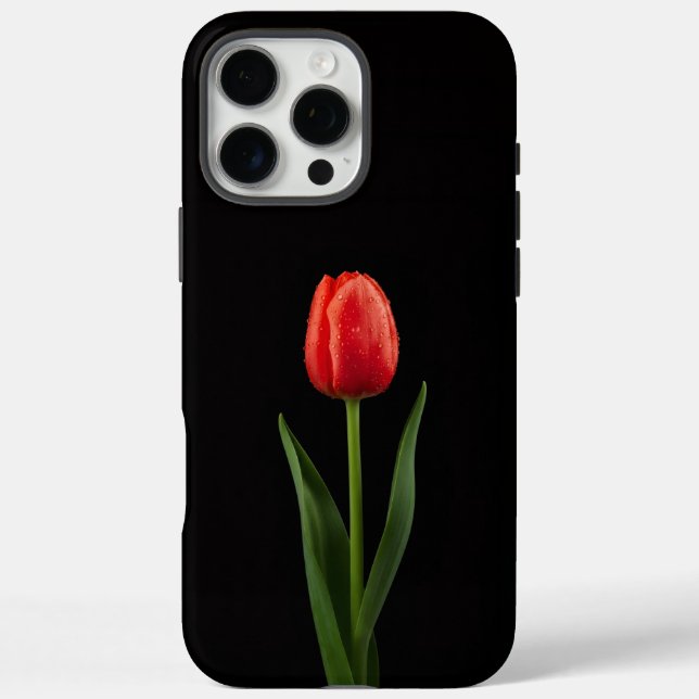 Schwarzes 4 Luxe iPhone 16 Pro Max, Rubinrote Tulp Case-Mate iPhone Hülle (Rückseite)