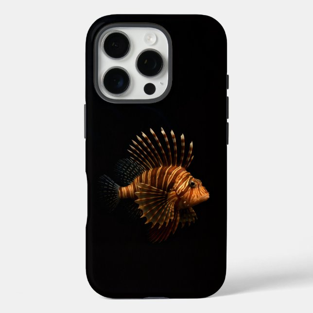 Schwarzes 4 Luxe iPhone 16 Pro, Roter Löwenfisch Case-Mate iPhone Hülle (Rückseite)