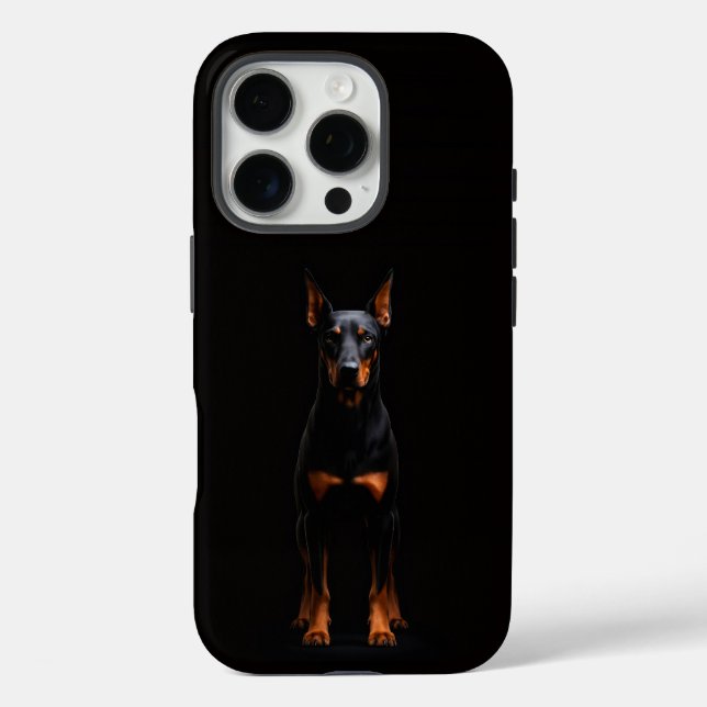 Schwarzes 4 Luxe iPhone 16 Pro, Wachhund Dobermann Case-Mate iPhone Hülle (Rückseite)