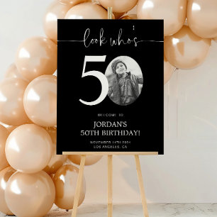 Schwarzes 50. Geburtstag Begrüßungszeichen Schau Poster