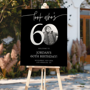 Schwarzes 60. Geburtstag Begrüßungszeichen Schau Poster