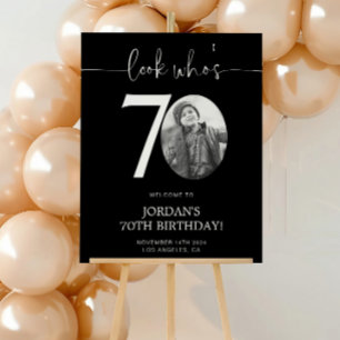 Schwarzes 70. Geburtstag Begrüßungszeichen Schau Poster