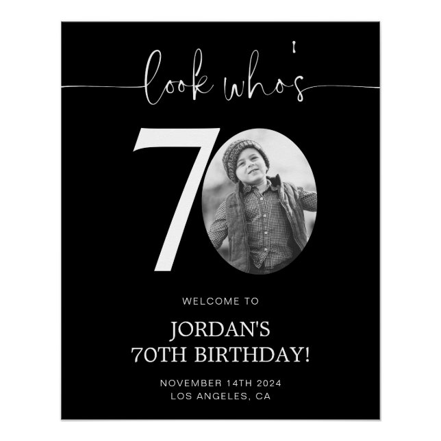 Schwarzes 70. Geburtstag Begrüßungszeichen | Schau Poster (Vorderseite)