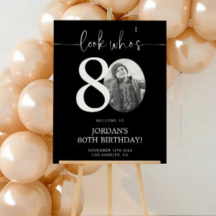 Schwarzes 80. Geburtstag Begrüßungszeichen Schau Poster