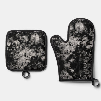 Schwarzes abstraktes Design Ofenhandschuh & Topflappen-Set