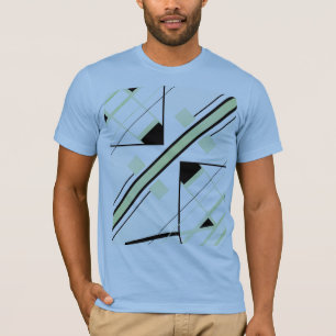 Schwarzes abstraktes MCM-inspiriertes diagonales S T-Shirt