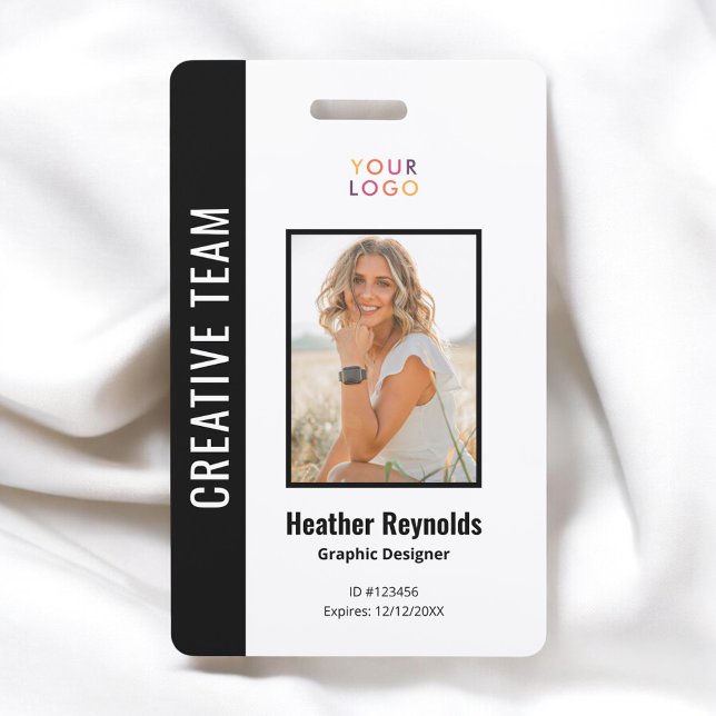 Schwarzes Abzeichen des Logos für Mitarbeiter-Foto Ausweis (Von Creator hochgeladen)